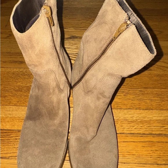 CANDIES VINTAGE Y2K WOMEN'S 7 CHUNKY HEEL LEATHER SUEDE BROWN BOOTS - Picture 1 of 5